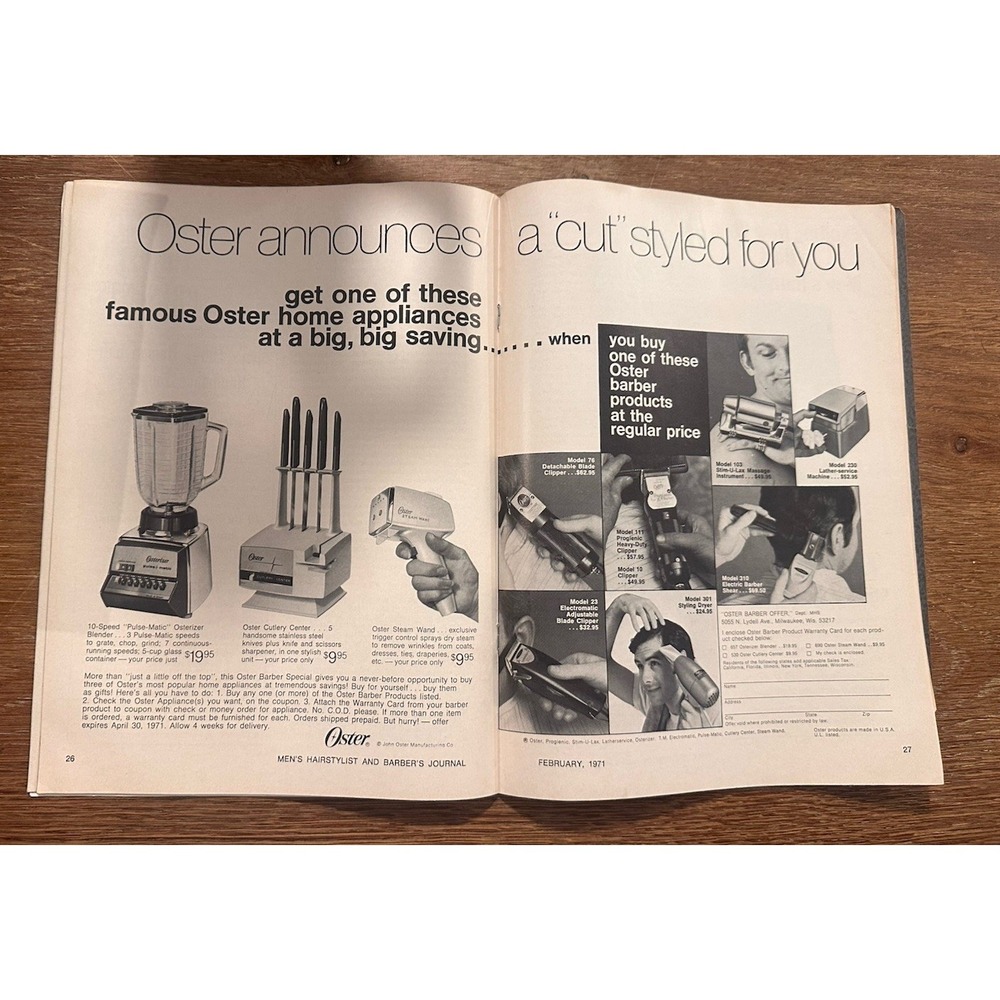Vtg Mens Hairstylist Barber Ads Journal Magazine February 1971 Issue - Picture 2 of 6